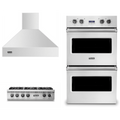 Viking 3-Piece Package 36 Inch Gas Rangetop and 30 Inch Built-In Double Electric Wall Ove and 36 Inch Wall Mount Range Hoo - VDOE130SS