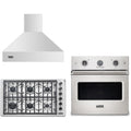 Viking 3-Piece Package 36 Inch Professional 5 Series Gas Cooktop and 30 Inch Single Wall Oven and 36 Inch Wall Mount Range Hood - VSOE530SS