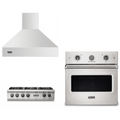 Viking 3-Piece Package 36 Inch Gas Rangetop and 30 Inch Single Wall Ove and 36 Inch Wall Mount Range Hoo - VSOE530SS