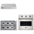 Viking 3-Piece Package 36 Inch Professional 5 Series Gas Cooktop and 30 Inch Single Wall Ove and 36 Inch Wall Mount Range Hoo - VSOE530SS