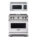 Viking 2-Piece Package 30 Inch Freestanding Professional Gas Range and 30 Inch Convection Microwave Hood - VGR5304BSS