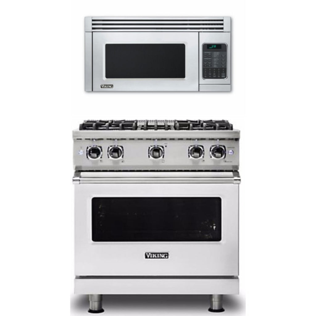 Viking 2-Piece Package 30 Inch Freestanding Professional Gas Range and 30 Inch Convection Microwave Hood - VGR5304BSS