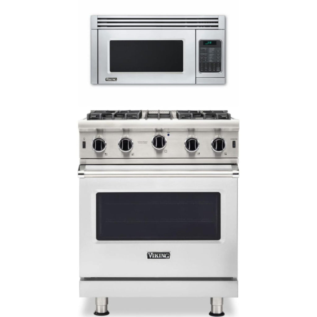 Klein Tools 2-Piece Package 30 Inch Freestanding Professional Gas Range and 30 Inch Convection Microwave Hood - VGIC53024BSS