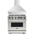Viking 2-Piece Package 36 Inch Freestanding Professional Gas Range and 36 Inch Wall Mount Range Hood - VGIC53626BSS