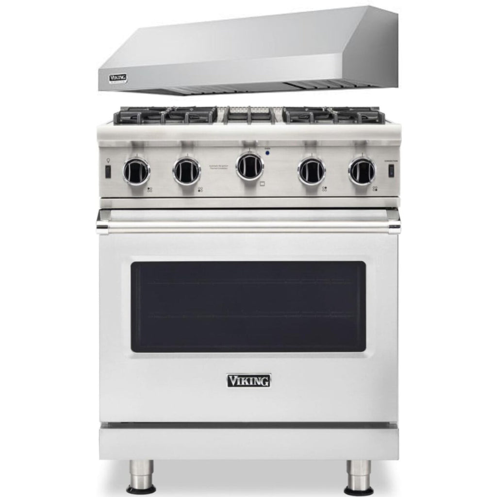 Klein Tools -Piece Package 30 Inch Freestanding Professional Gas Range and 30 Inch Pro-Style Wall Mount Range Hood - VGIC53024BSS