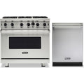 Klein Tools -Piece Package 36 Inch Freestanding Professional Gas Range and 24 Inch Fully Integrated Dishwasher - VGIC53626BSS