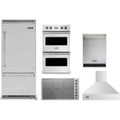 Viking 5-Piece Package 36 Built-In Bottom Mount Refrigerator and 36 Induction Cooktop and VDOE130SS 30 Double Electric Wall Oven and 24 Integrated Dishwasher and 36 Wall Mount Range Hood - VCBB5364RSS