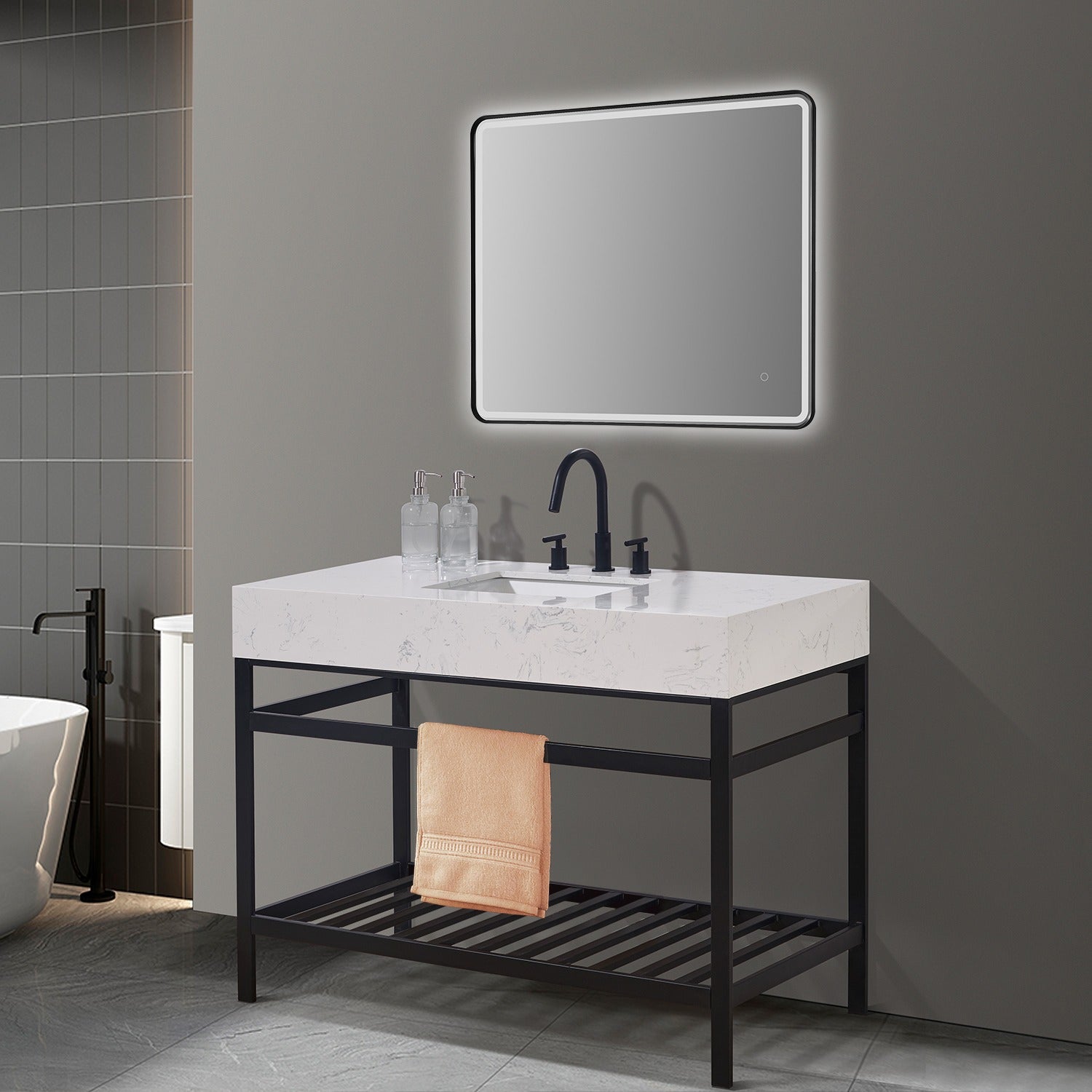 Altair Designs 48" single vanity with top - 68048-AWAP-MB-NM