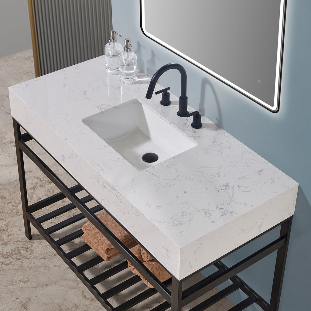 Altair Designs 48" single vanity with top - 68048-AWAP-MB-NM