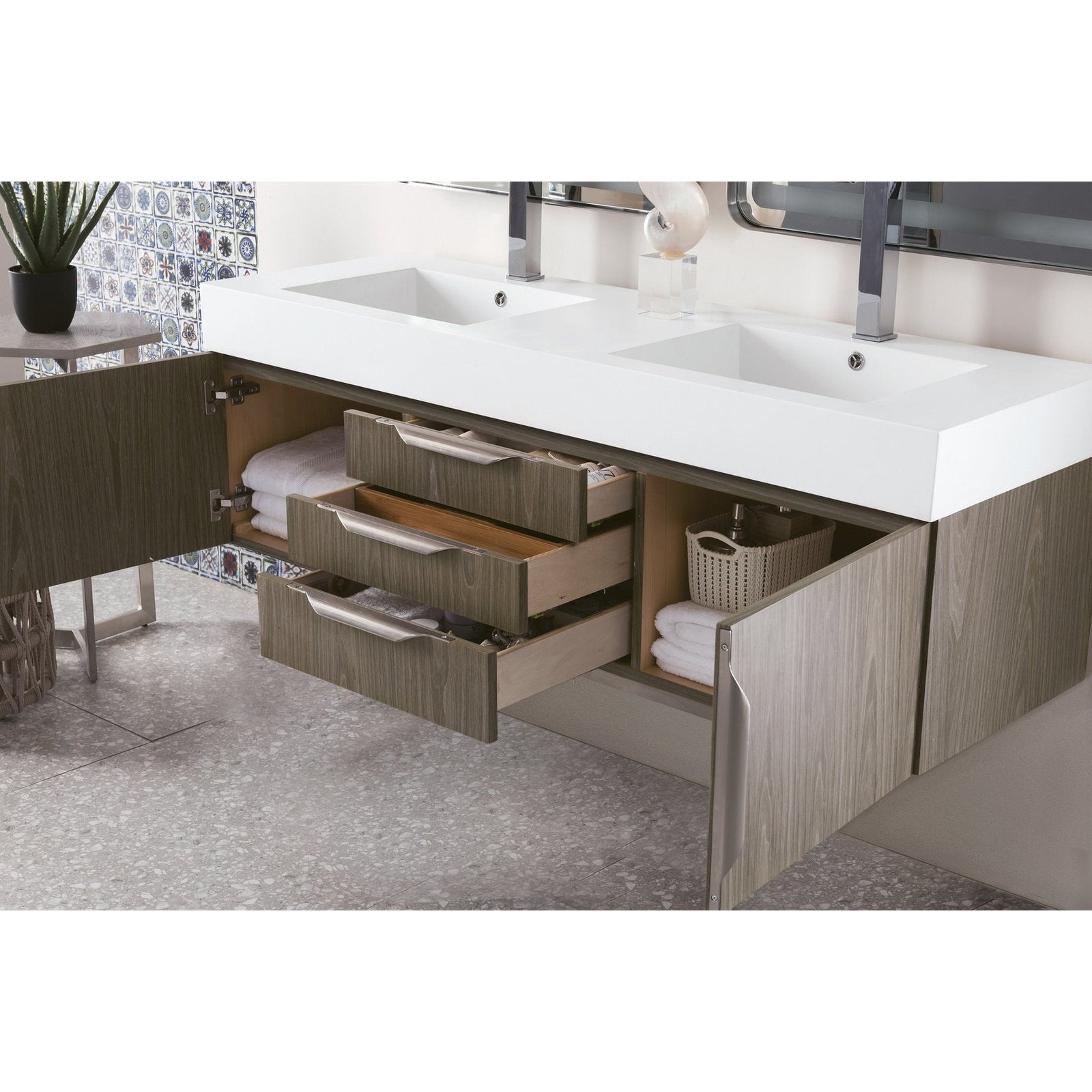 James Martin Vanities Mercer Island 59" Double Vanity - 389-V59D-AGR-G-DGG