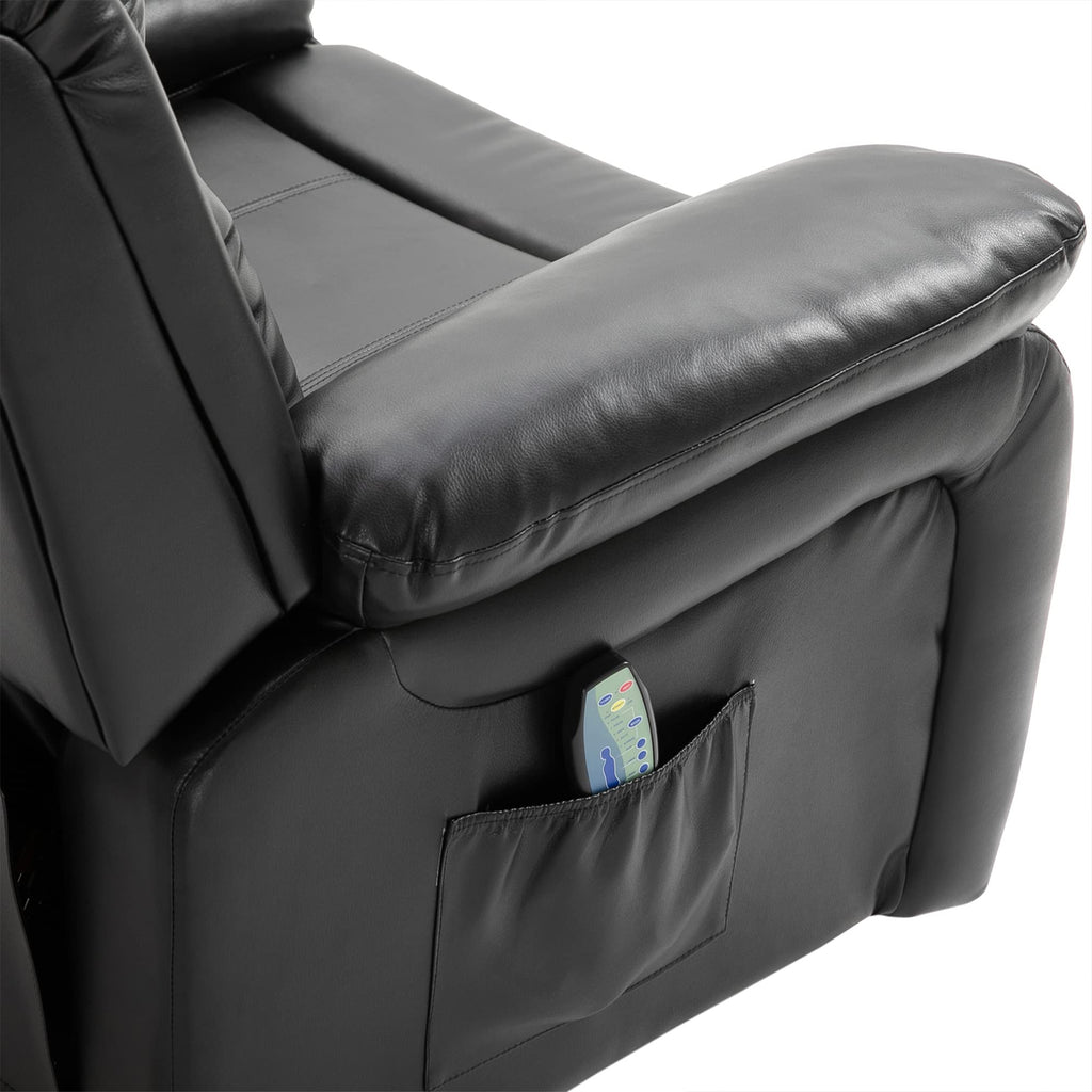 HomCom PU Leather Massage Recliner Chair, Swivel Rocker Sofa with Remote Control, Footrest, - B0BG7VCSHM
