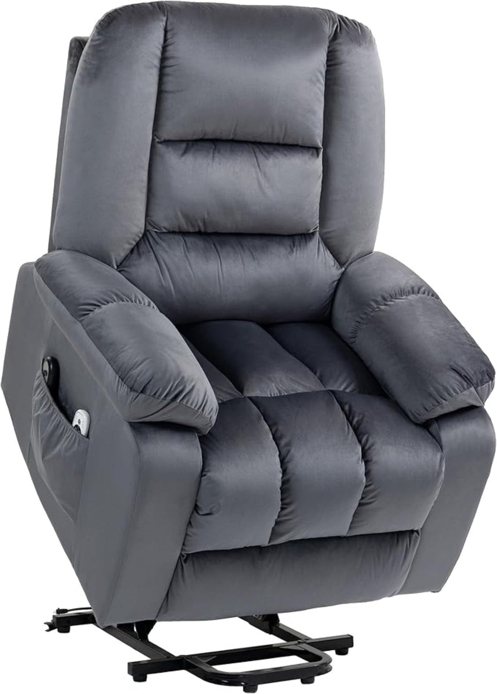 HomCom Lift Recliner Chair, Ergonomic Massage Chair with 4 Positions and Heating, Fabric Overstuffed Living Room Chairs with Side Pockets, Dark Brown - B0CTY2JHYZ-1