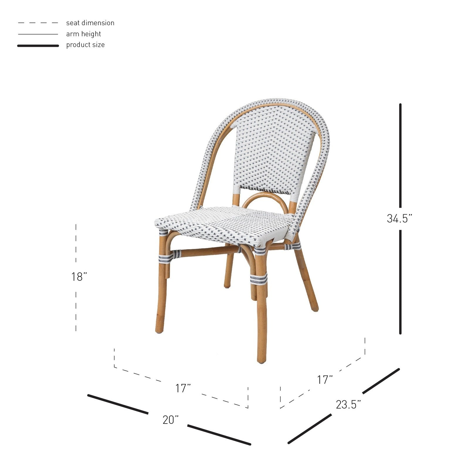 New Pacific Direct Avignon Paris Rattan Bistro Chair, (Set of 2) -  7400038