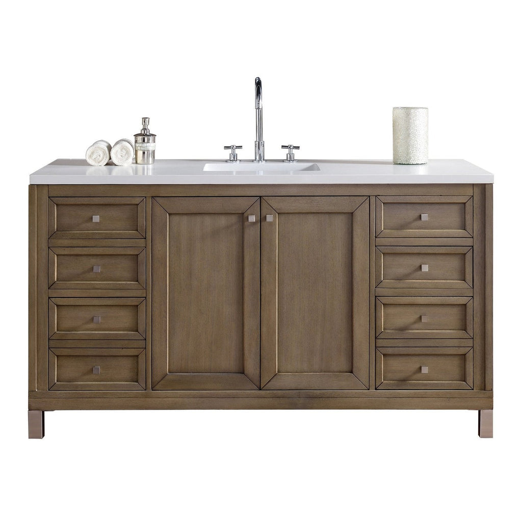 James Martin Vanities Chicago 60" Single Vanity - 305-V60S-WWW-3AF