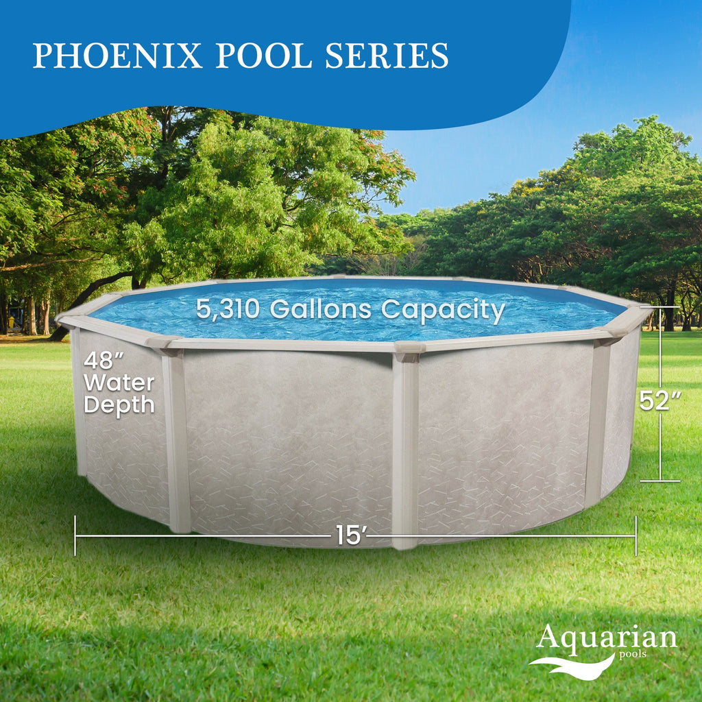 Aquarian Phoenix Series 15 Foot x 52 Inch Steel Frame Above Ground Swimming Pool - 74470
