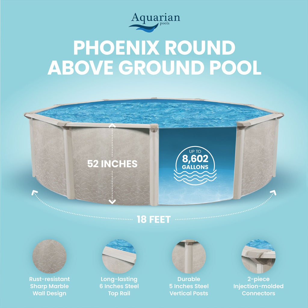 Aquarian Phoenix 18'x52" Round Steel Frame Above Ground Swimming Pool w/o Liner - 97217