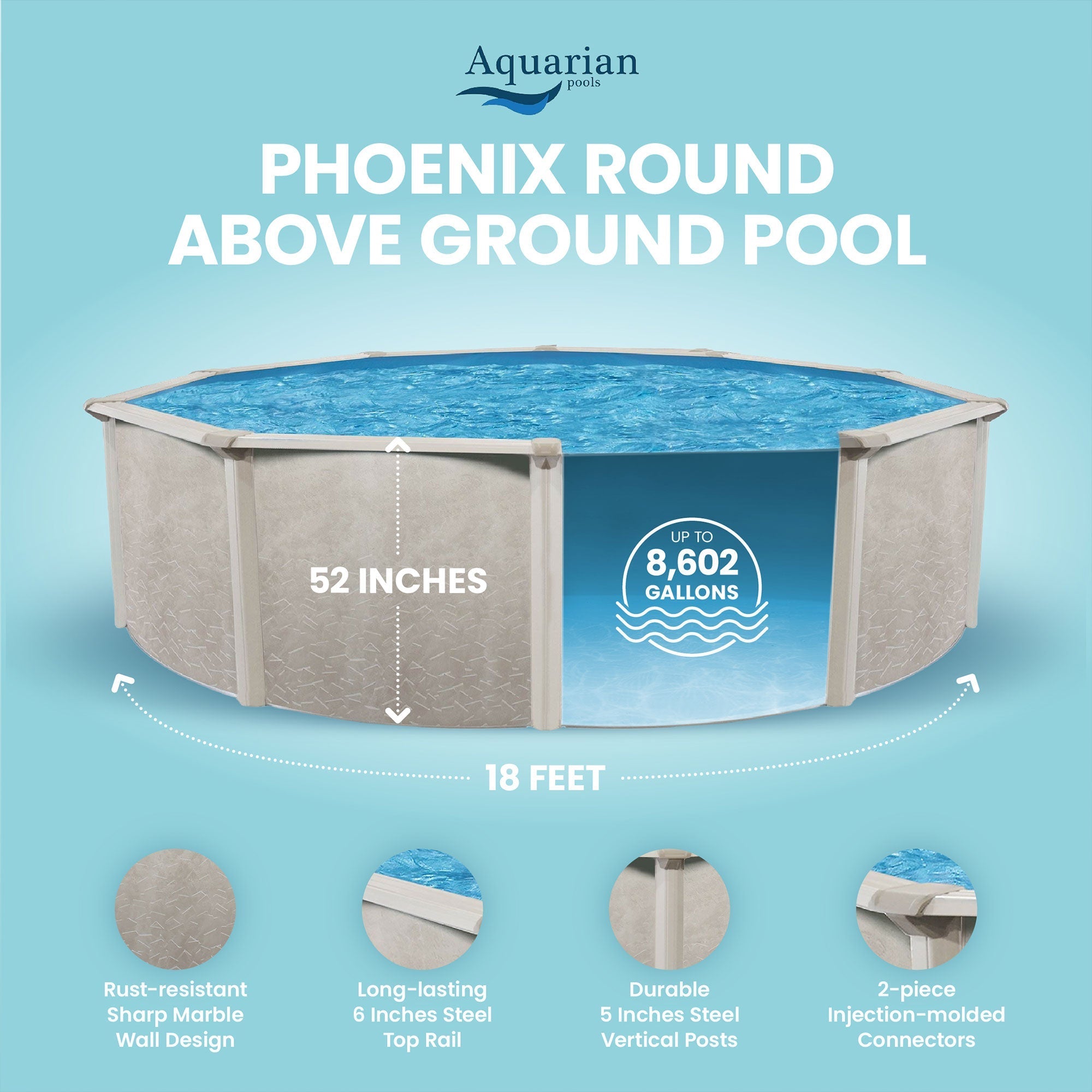 Aquarian Phoenix 18'x52" Round Steel Frame Above Ground Swimming Pool w/o Liner - 97217