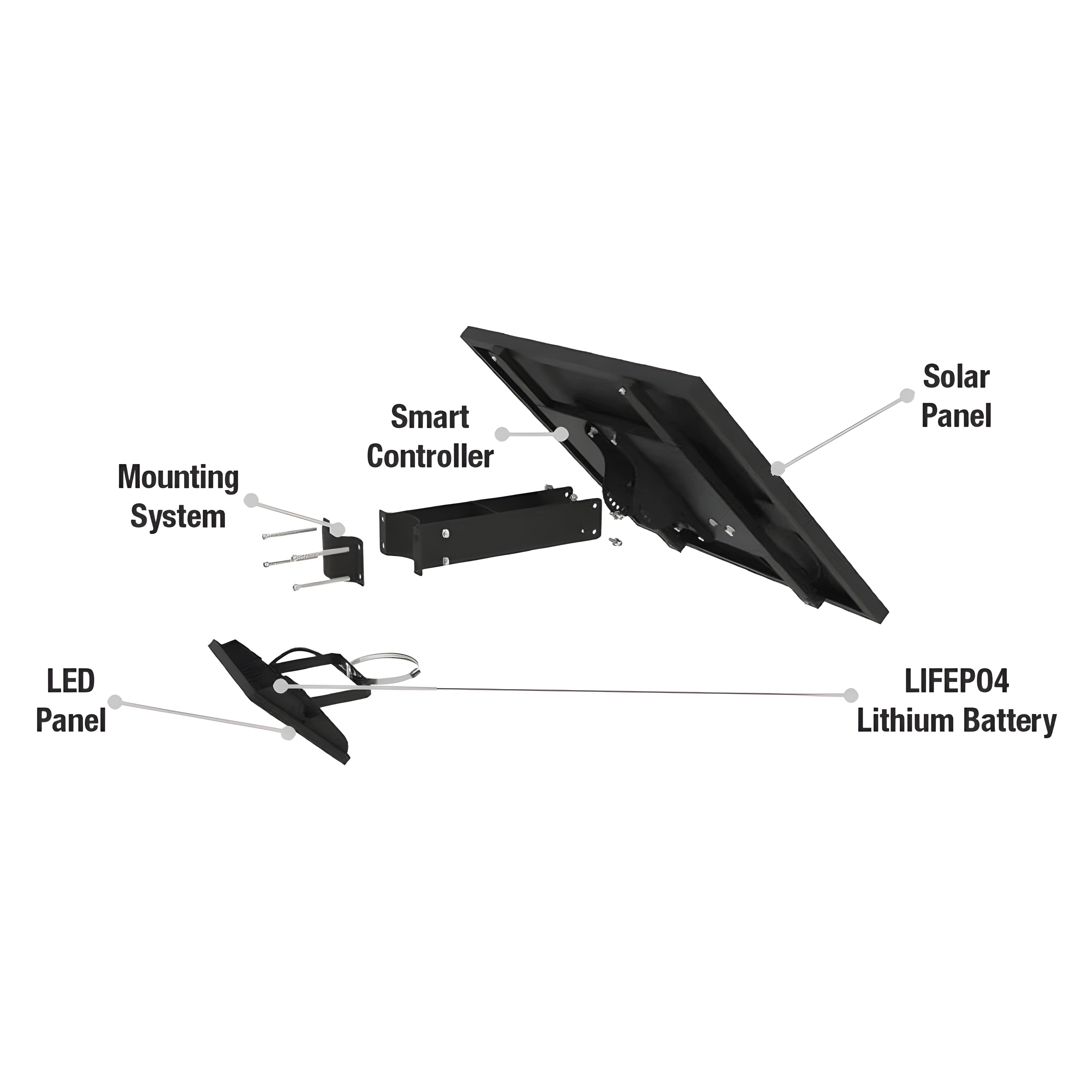 AVS Energy Solar LED Flood Light 60 Watt 8400 Lumens 5000K  - AVS-BLK-60W