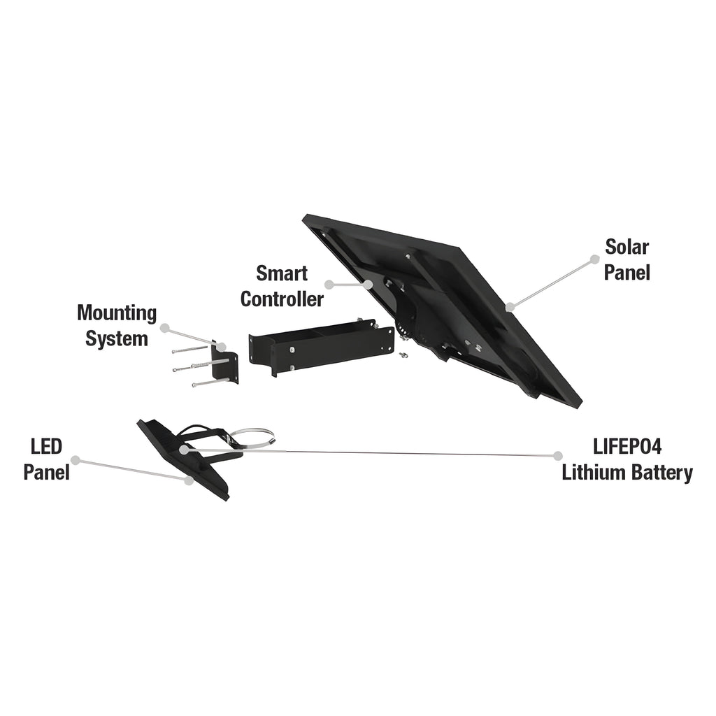 AVS Energy Solar LED Flood Light 15 Watt 2100 Lumens 5000K - AVS-BLK-15W