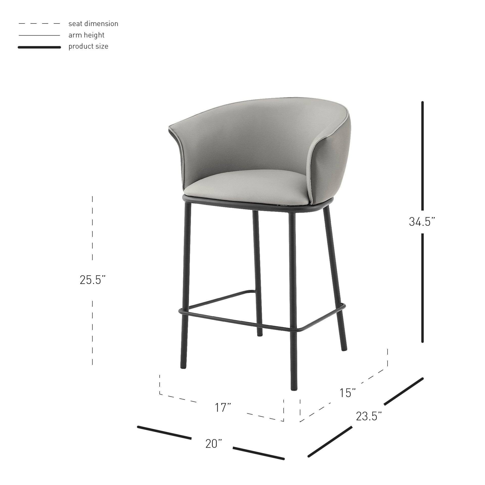 New Pacific Direct Seymor PU Counter Stool w/ Arms -  1240010-5059