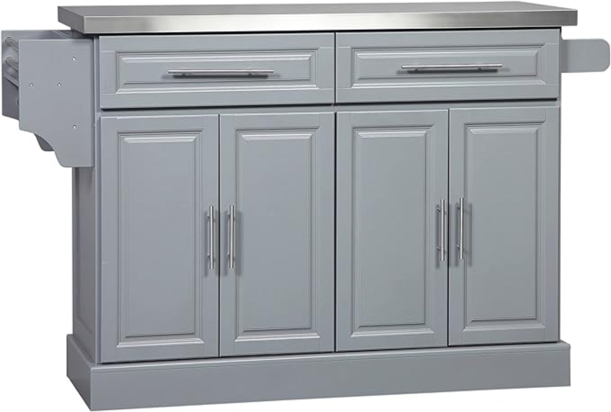 HomCom Rolling Kitchen Island with Storage, Portable Kitchen Cart with Stainless Steel Top - B071YMR7FJ-1