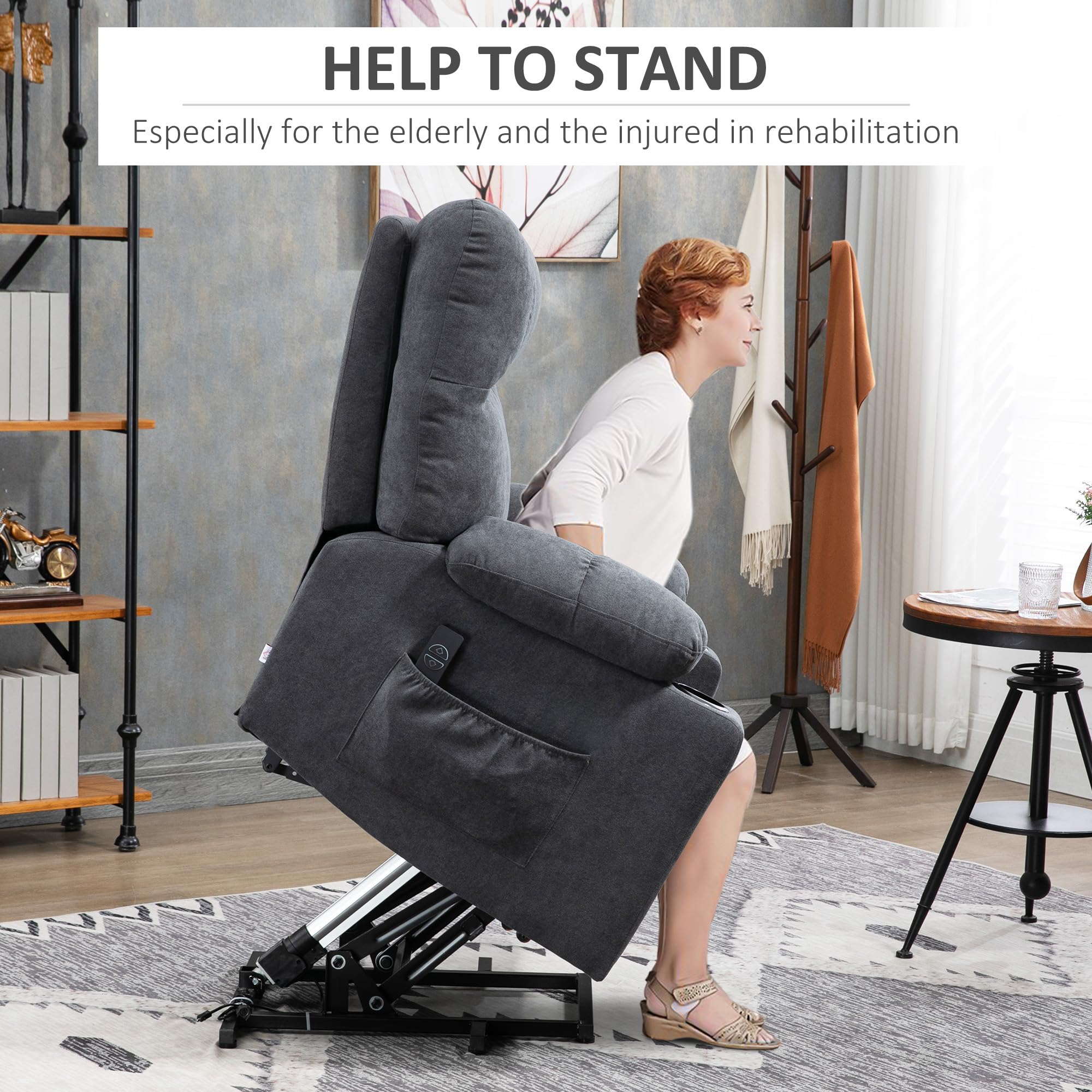 HomCom Electric Power Lift Chair Recliners for Elderly, Oversized Living Room Recliner Chair - B0CL3RYV4P-1