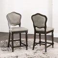 Sunset Trading Vegas Upholstered Barstools with Backs | Counter Height Dining Chairs | Distressed Gray Wood | Nailheads | Set of 2 -  CR-87711-24-2