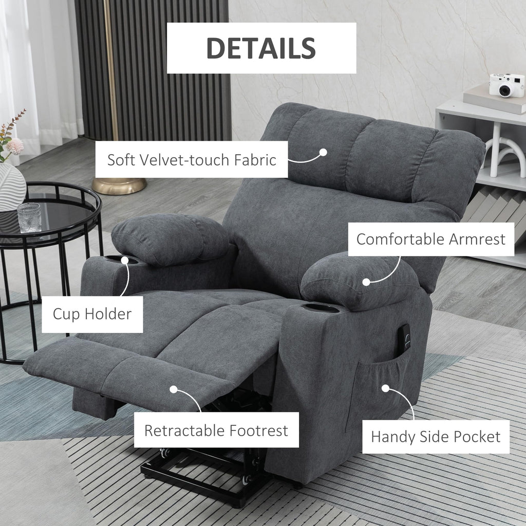 HomCom Electric Power Lift Chair Recliners for Elderly, Oversized Living Room Recliner Chair - B0CL3RYV4P-1