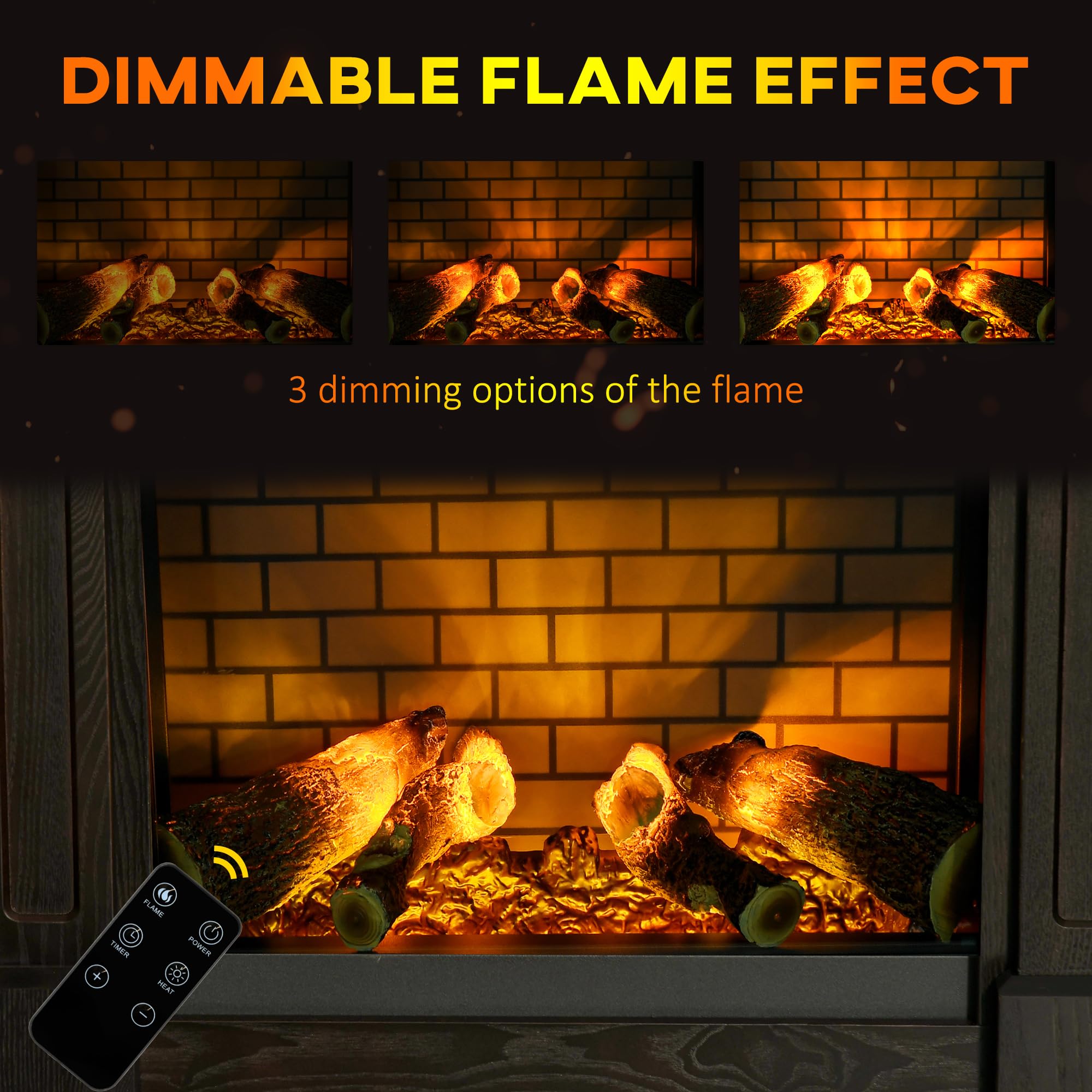 HomCom 32" Electric Fireplace with Mantel, Freestanding Heater with LED Log Flame - B09GVD4MV4