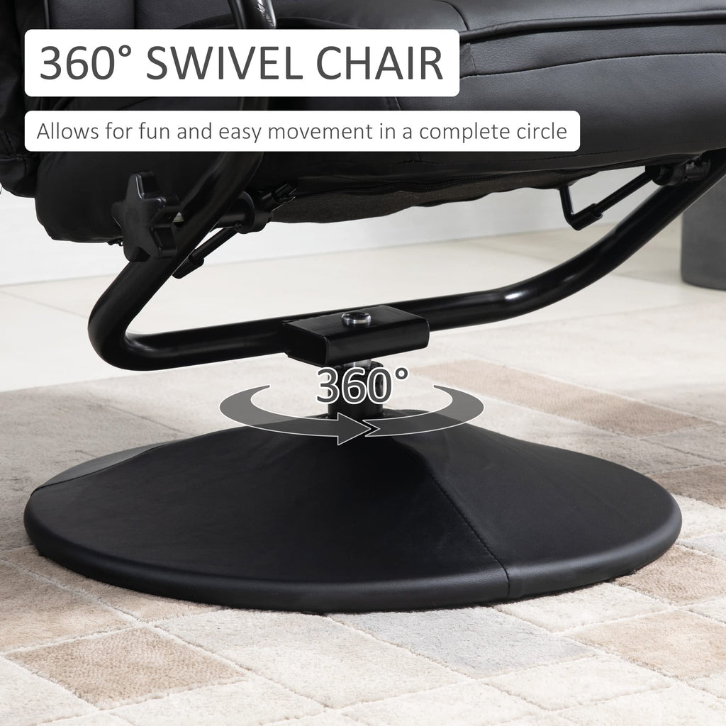 HomCom Swivel Recliner, Manual PU Leather Armchair with Ottoman Footrest for Living Room, - B09PV297DL-1