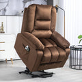 HomCom Lift Recliner Chair, Ergonomic Massage Chair with 4 Positions and Heating, Fabric Overstuffed Living Room Chairs with Side Pockets, Dark Brown - B0CTY2JHYZ-1