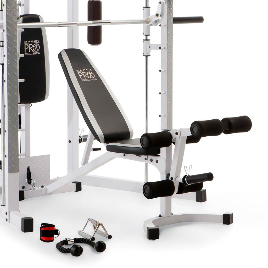 Marcy 5276 Combo Smith Heavy-Duty Total Body Strength Home Gym Machine, White - 84823