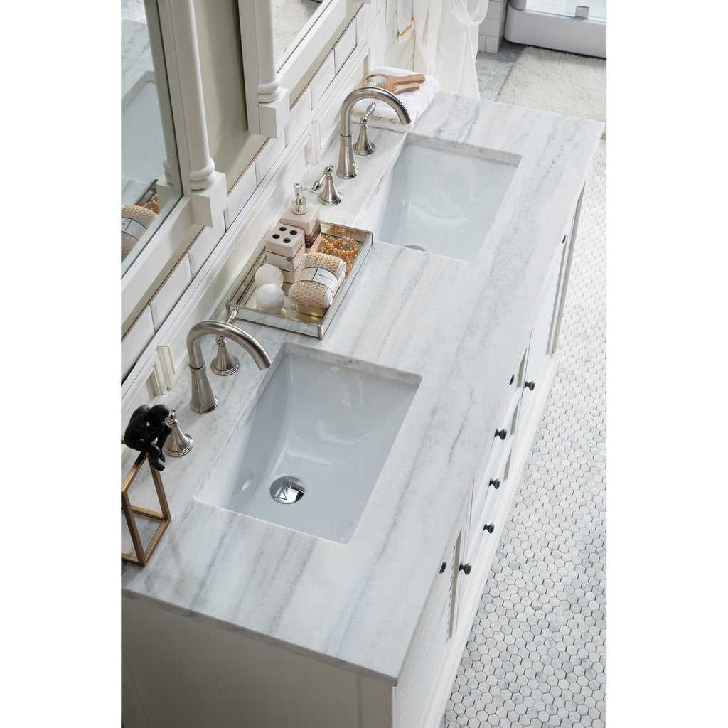 James Martin Vanities Savannah 60" Bright White Double Vanity - 238-104-V60D-BW-3AF