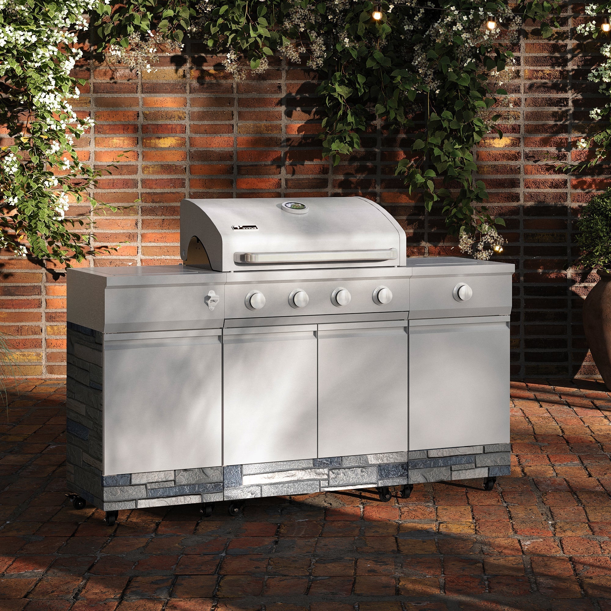 TYTUS Fresno 5-Burner LP/NG Convertible Grill in Stainless Steel + Shadow Stone - TDT-021-0702