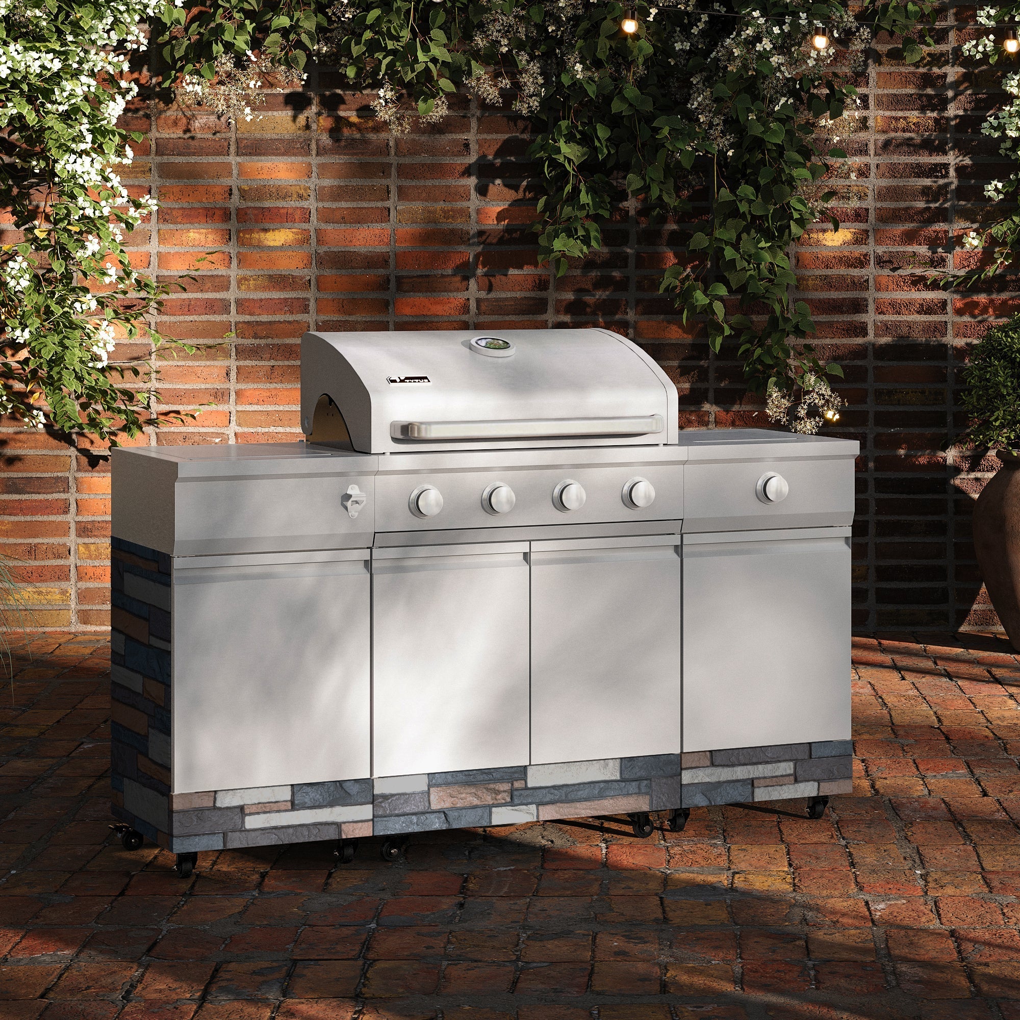 TYTUS Fresno 5-Burner LP/NG Convertible Grill in Stainless Steel + Ash Stone - TDT-021-0704