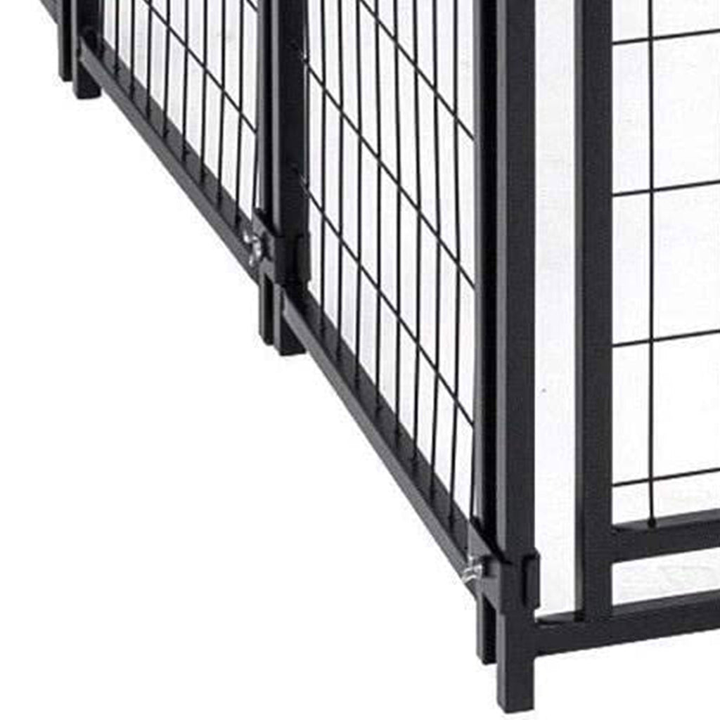 Lucky Dog Uptown Large Outdoor Covered Kennel Secure Fenced Pet Dog Crate, Black - 90333
