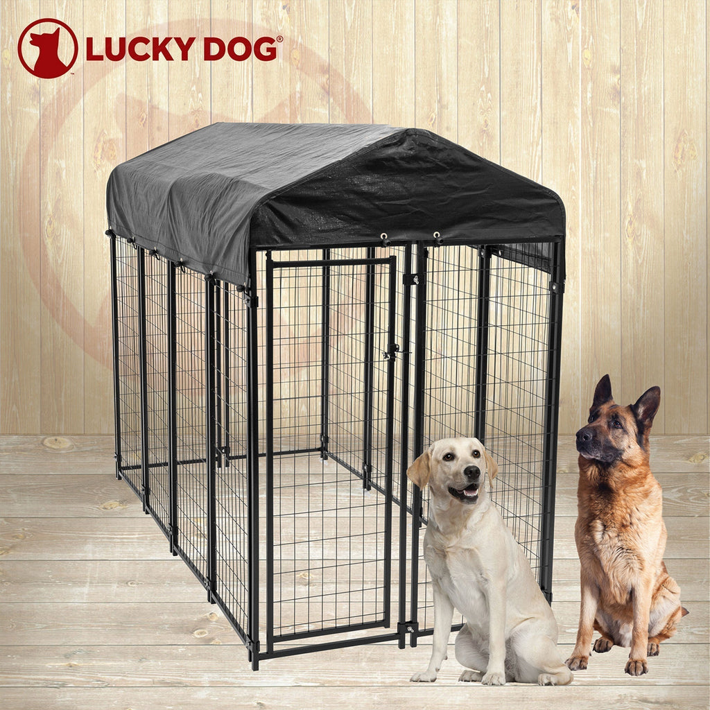 Lucky Dog Uptown Large Outdoor Covered Kennel Heavy Duty Dog Fence Pen (3 Pack) - 108456