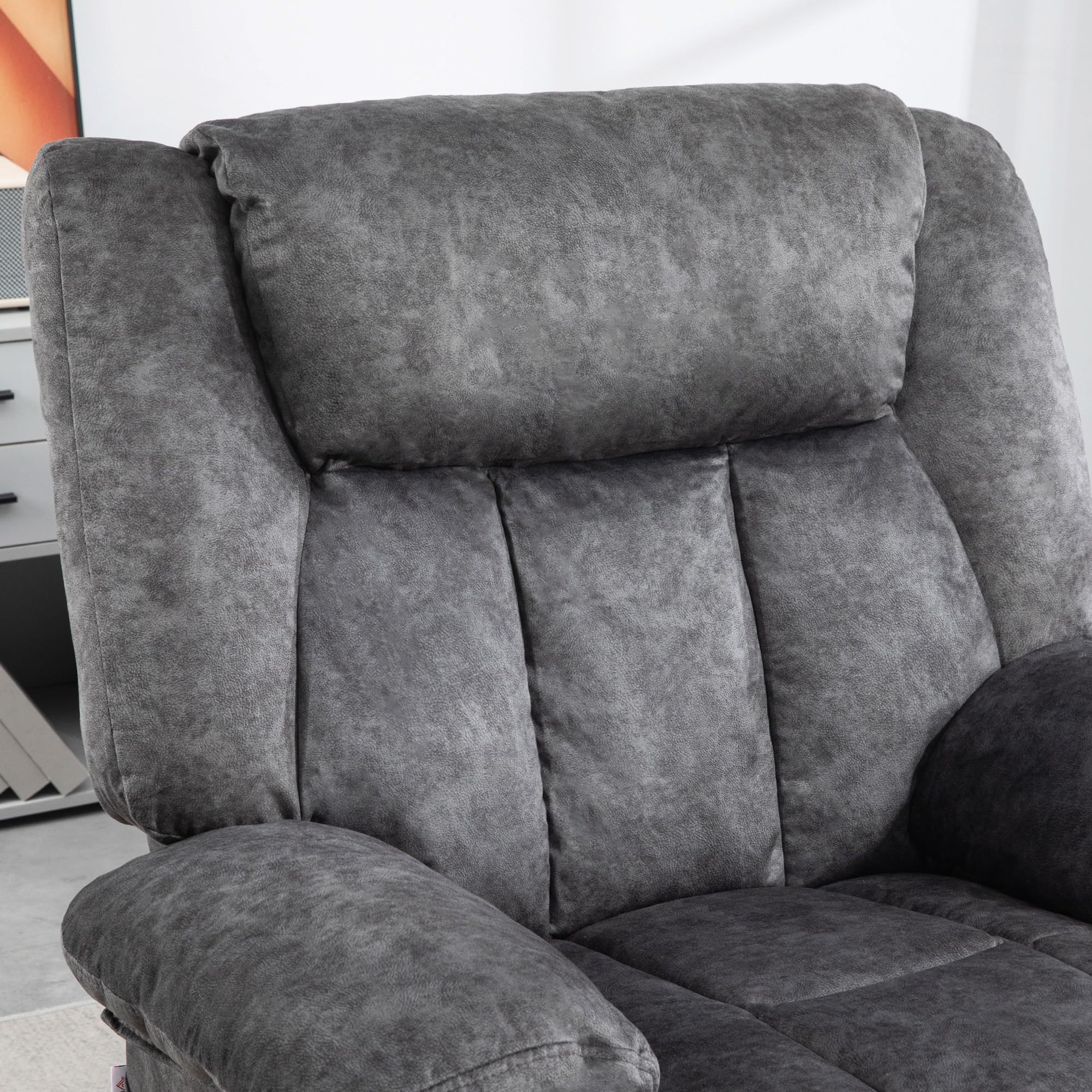 HomCom Rocker Recliner Chair for Living Room, Fabric Reclining Chair with Cushion, Rocking Chair - B0CYKFGCYV