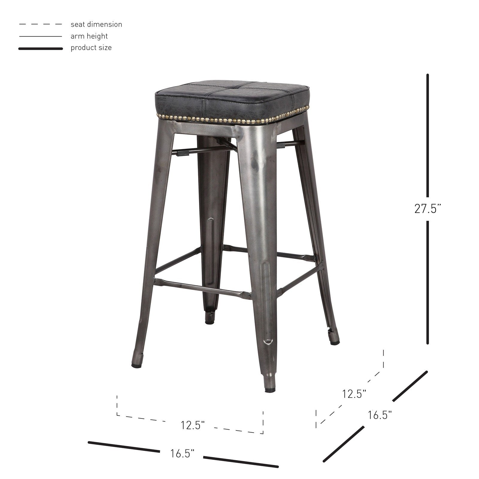 New Pacific Direct Metropolis PU Metal Counter Stool, (Set of 4)  - 9300028-240