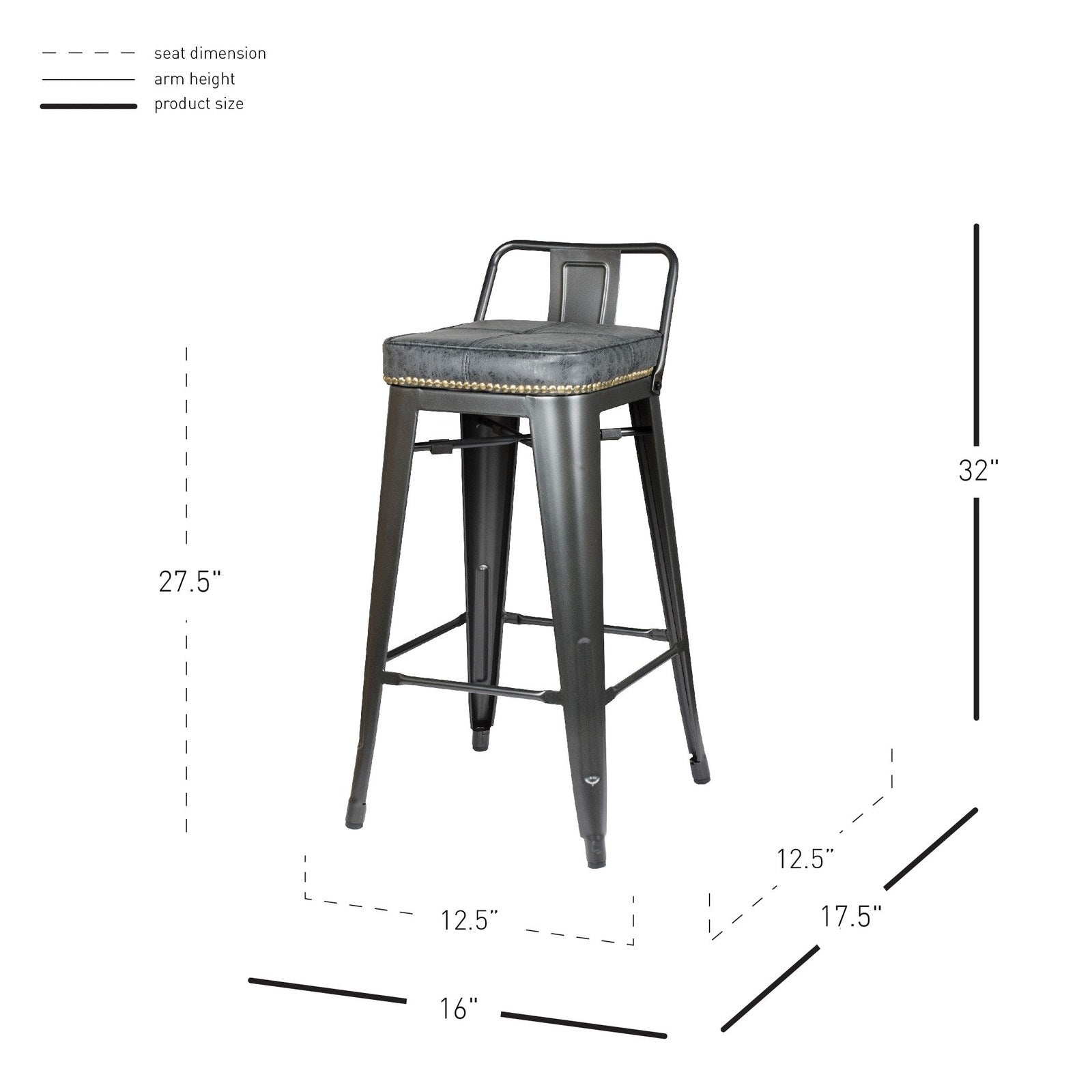 New Pacific Direct Metropolis PU Leather Low Back Counter Stool, (Set of 4) -  9300032-240