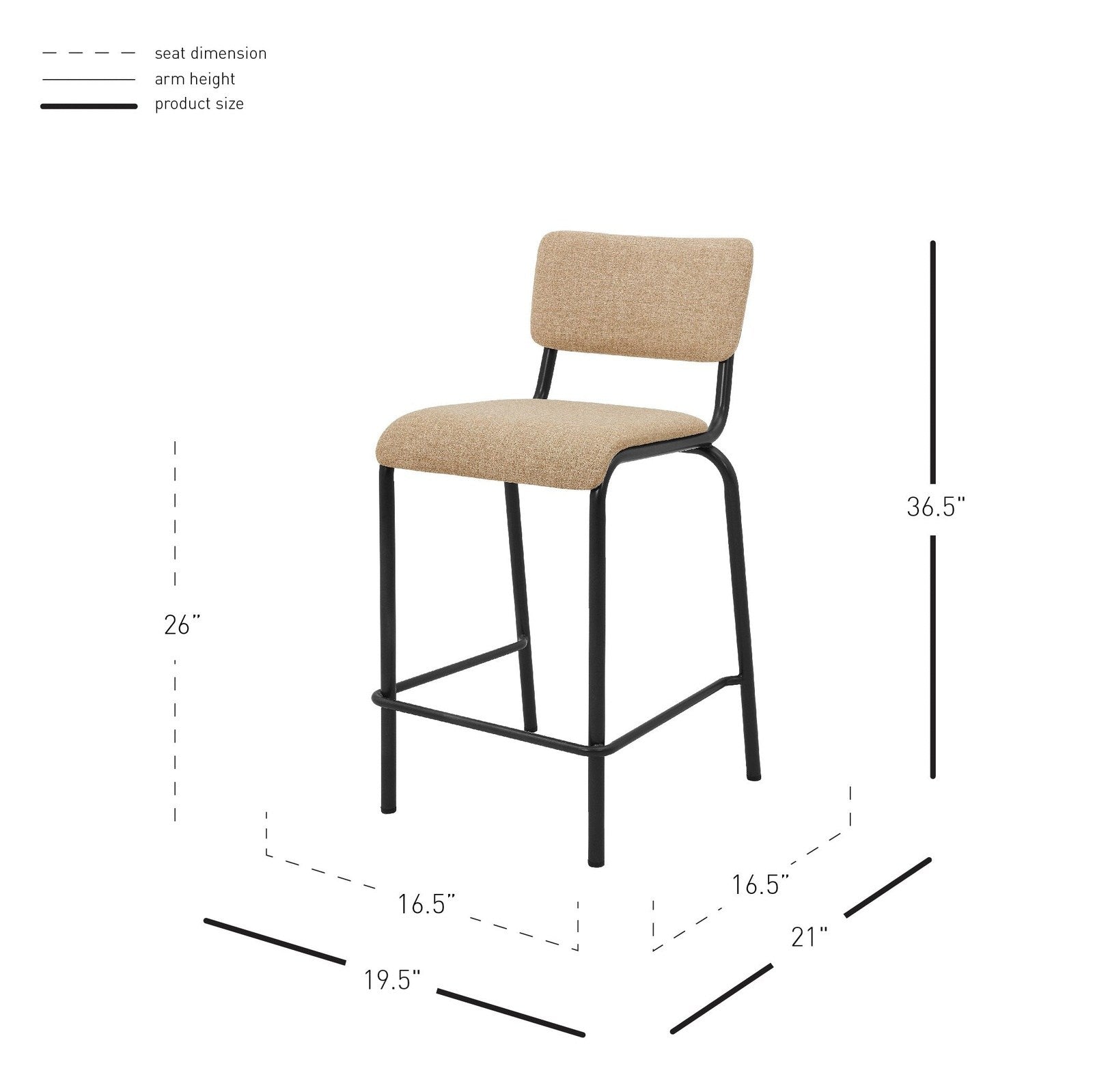 New Pacific Direct Lehman Fabric Counter Stool, (Set of 4)  - 9300099-532