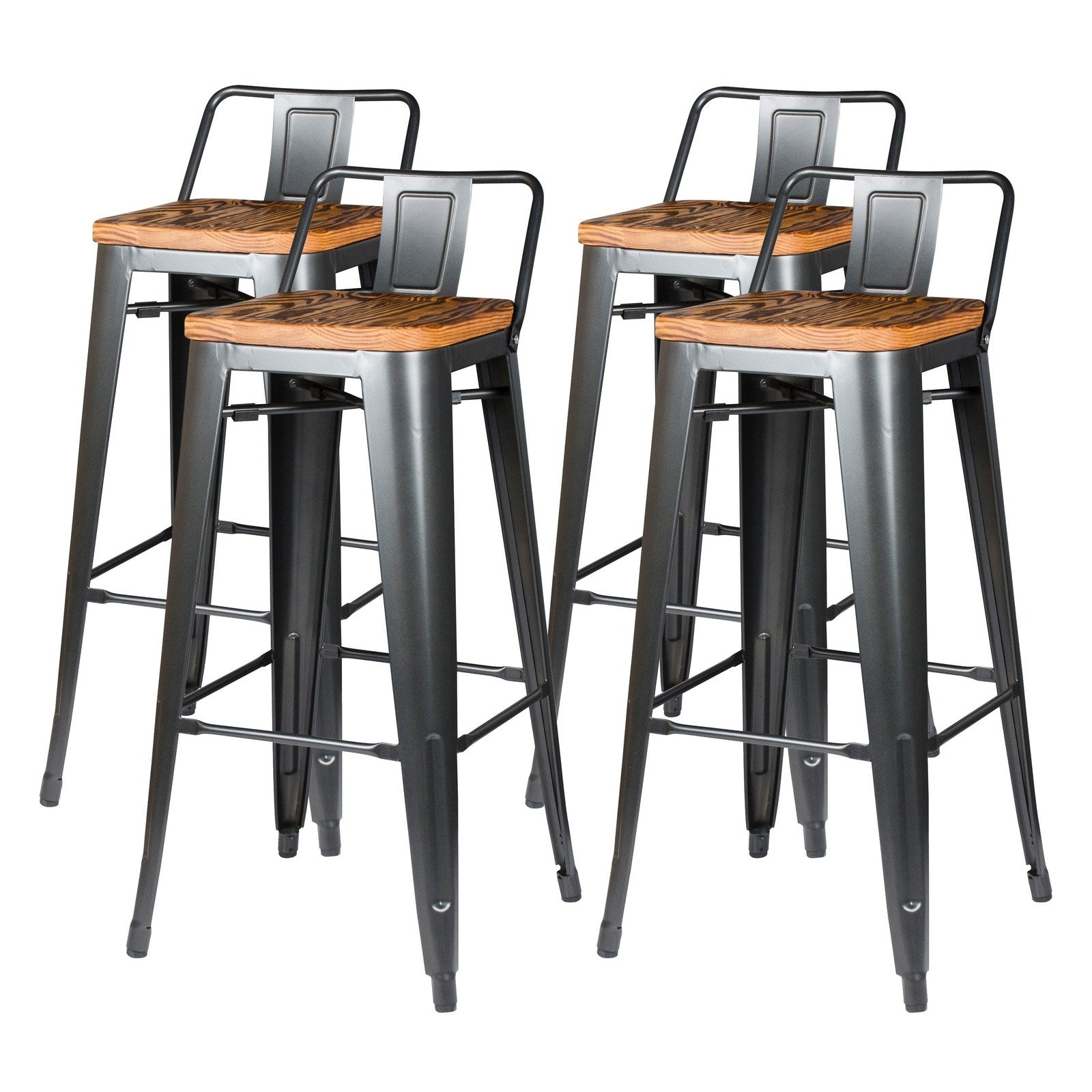 New Pacific Direct Metropolis Low Back Bar Stool, (Set of 4) 938537-GM - 938537-GM
