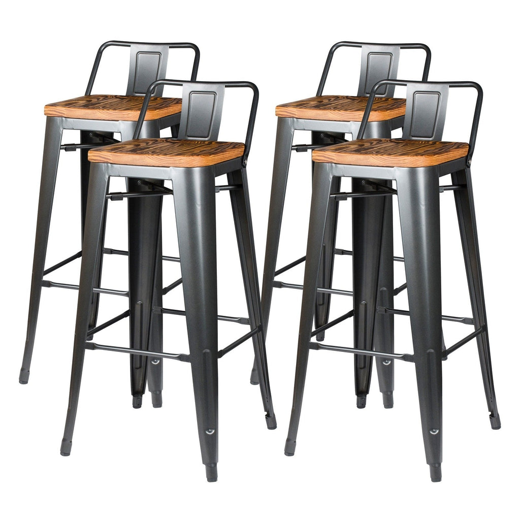New Pacific Direct Metropolis Low Back Bar Stool, (Set of 4) 938537-GM - 938537-GM