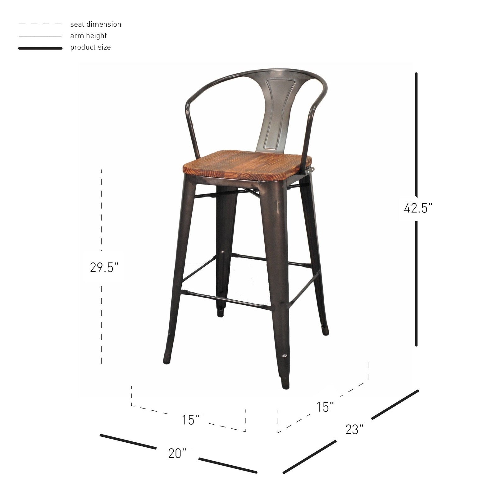 New Pacific Direct Metropolis Metal Bar Stool, (Set of 4) -  938544-GM