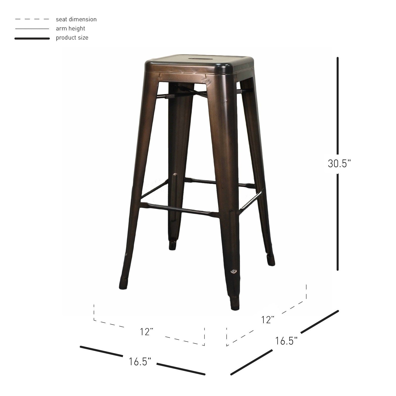 New Pacific Direct Metropolis Metal Backless Bar Stool, (Set of 4) 938630-GM - 938630-GM