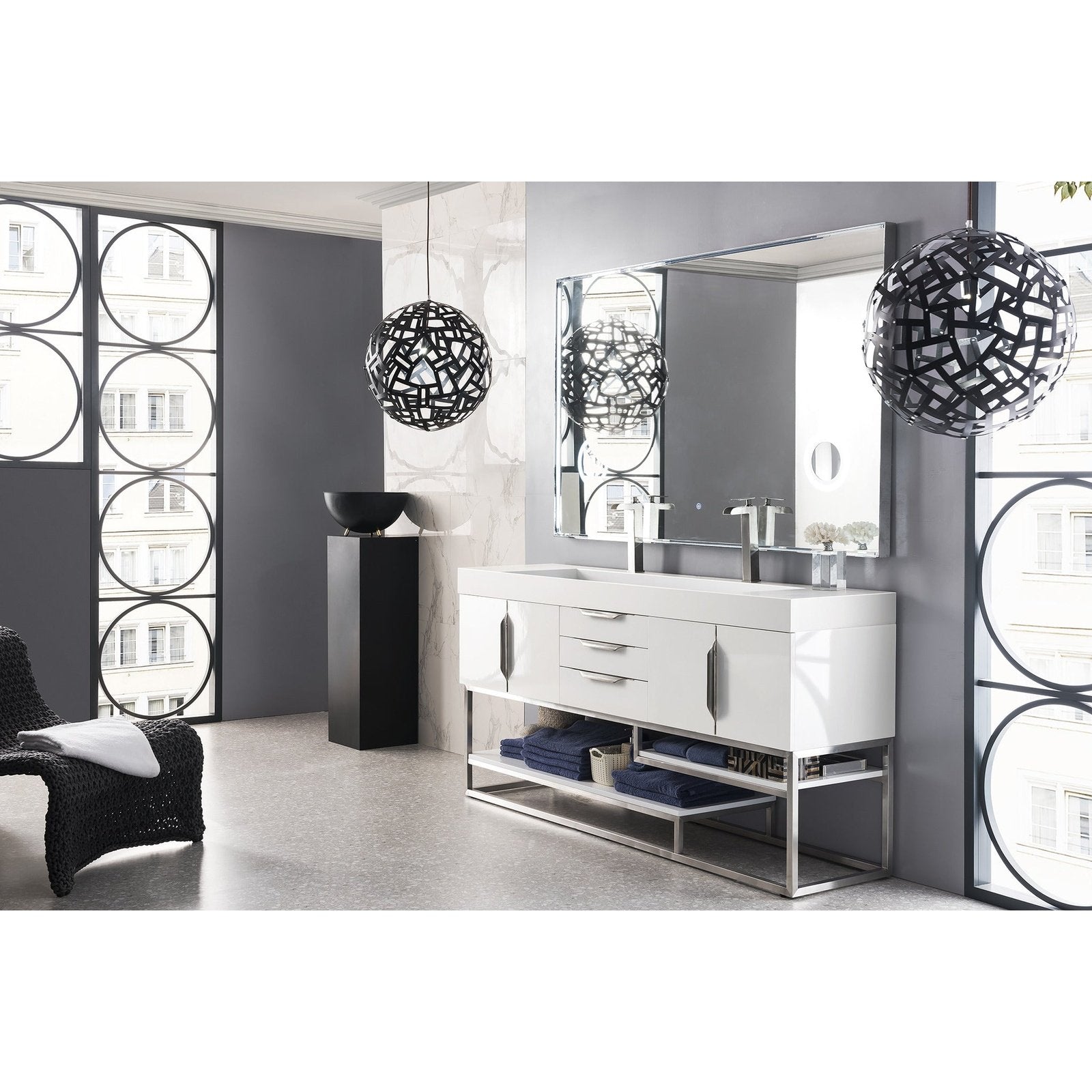 James Martin Vanities Columbia 72" Double Vanity - 388-V72D-AGR-MB-DGG