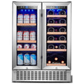 Earth Day Sale-AAOBOSI 24 Inch Beverage and Wine Cooler Dual Zone 2-IN-1 Hold 18 Bottles and 57 Cans  - YC120-2D