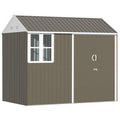 Outsunny 8' x 5.5' Extra Large Garden Shed, Tool Storage with Window, Metal Sloped Roof, Gray - 845-331V01GY