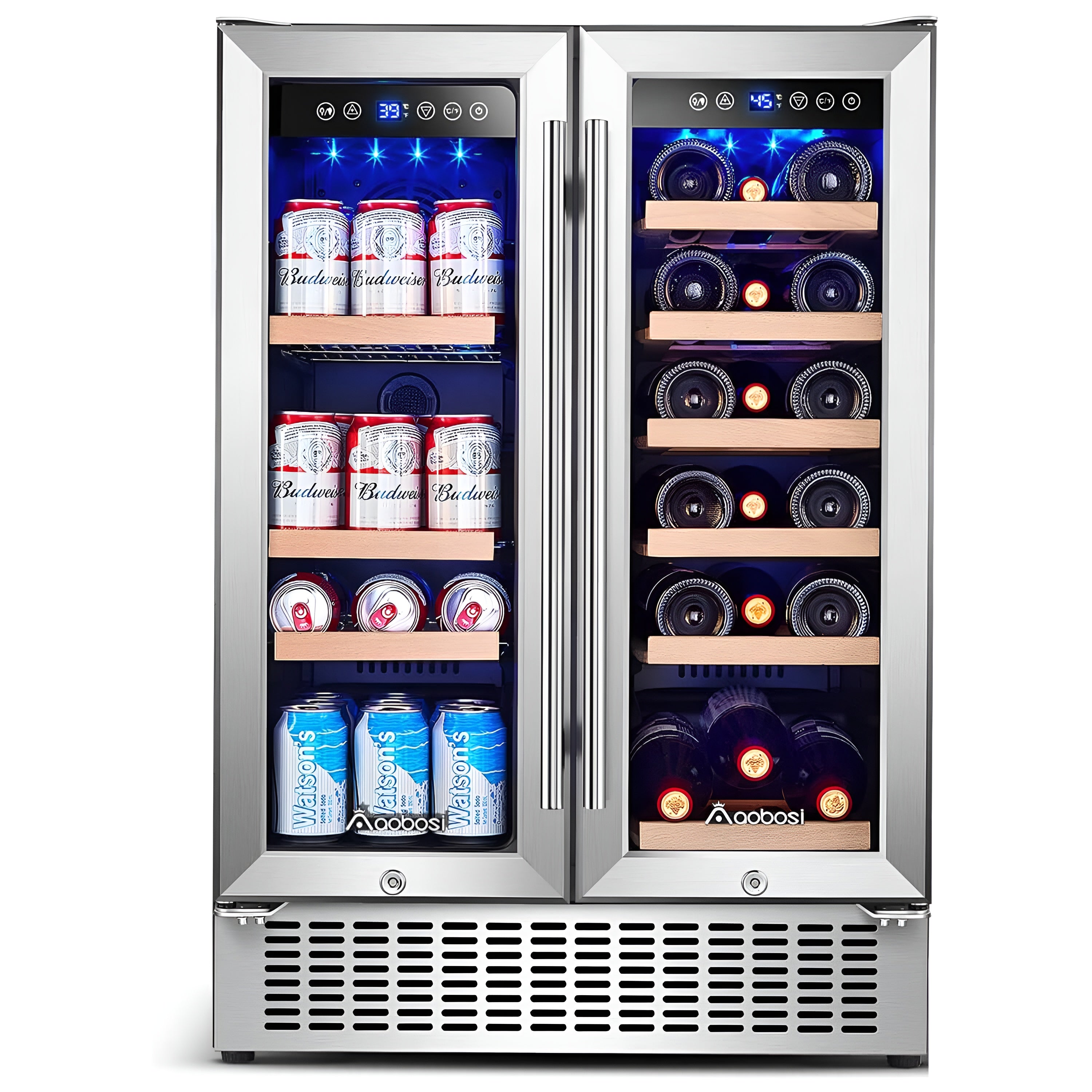 AOBOSI 24 Inch Beverage and Wine Cooler 18 Bottles and 57 Cans - YC120-2D