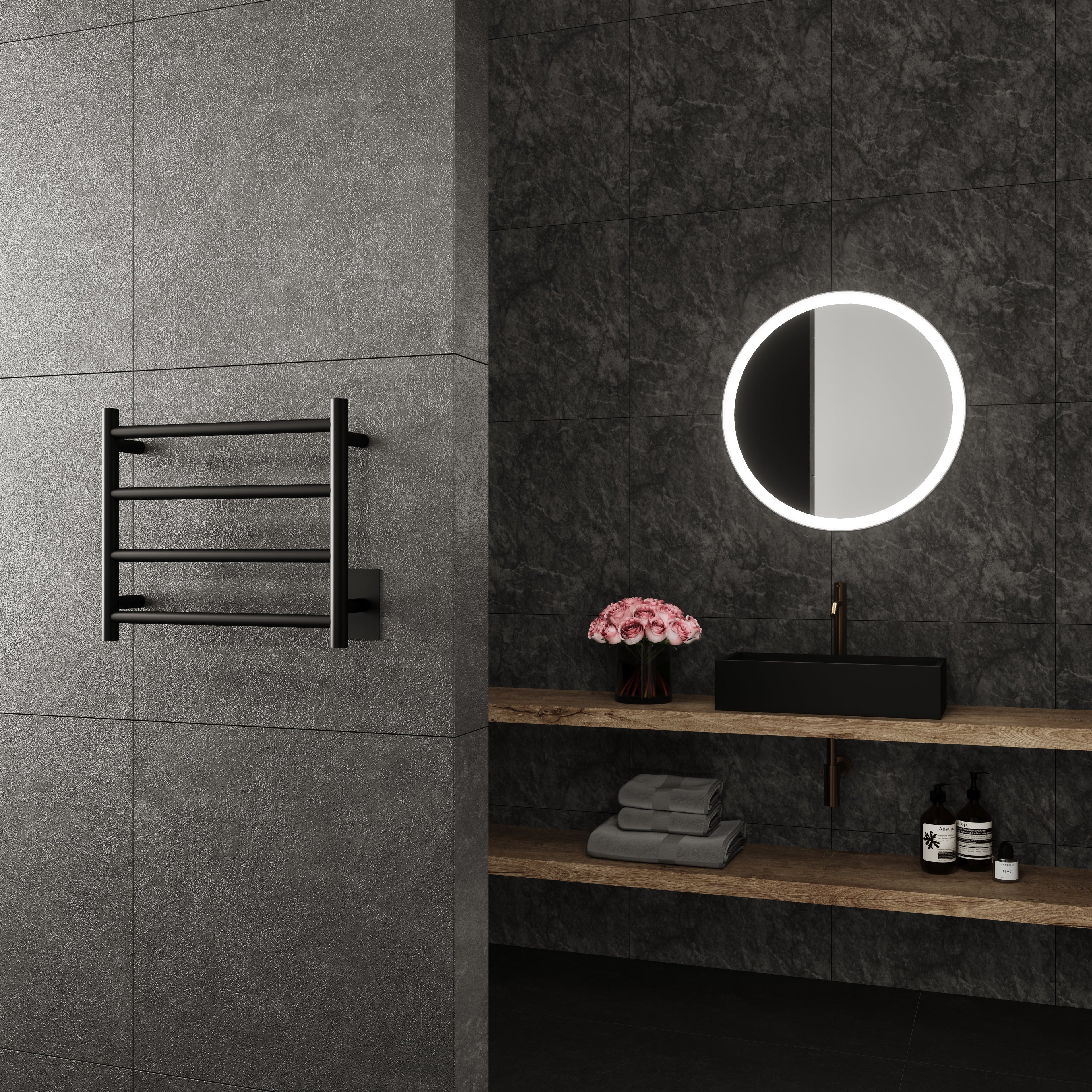 Artemis Wall Mounted Electric Towel Warmer in Black - ARTEBLK04
